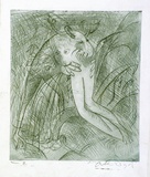 Artist: b'BOYD, Arthur' | Title: b'Nude with beast.' | Date: (1962-63) | Technique: b'etching and drypoint, printed in light grey-green ink, from one plate' | Copyright: b'Reproduced with permission of Bundanon Trust'