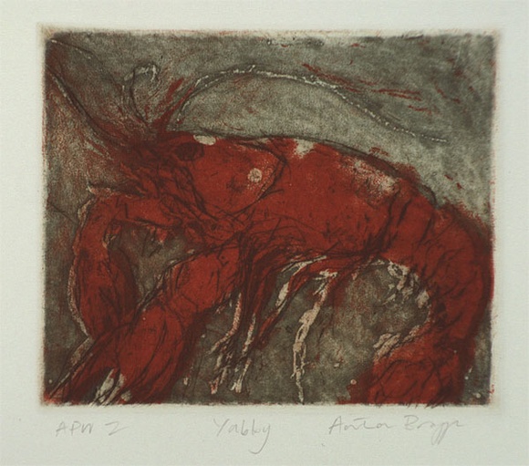 Artist: b'Bragge, Anita.' | Title: b'Yabby' | Date: 1998 | Technique: b'aquatint, sugarlift and drypoint, printed in colour, from three plates'