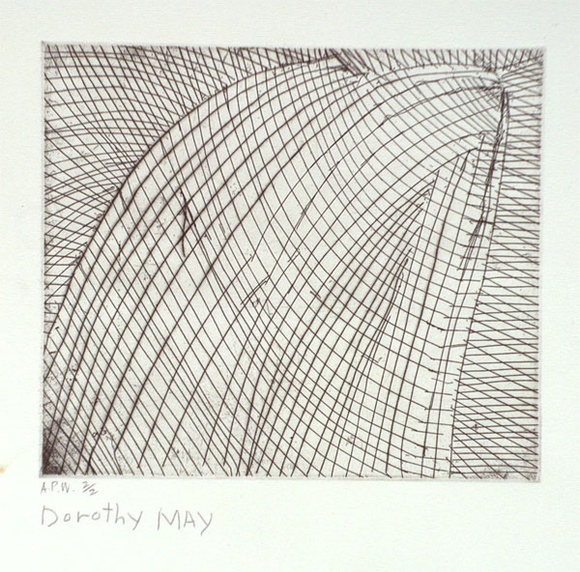 Artist: b'MAY, Dorothy' | Title: b'Jui' | Date: 1997, February | Technique: b'etching, printed in black ink, from one plate'