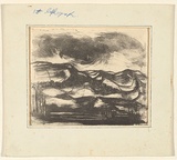 Artist: b'Dawson, Janet.' | Title: b'Landscape.' | Date: 1954-55 | Technique: b'lithograph, printed in black ink with pen and ink, printed from one stone' | Copyright: b'\xc2\xa9 Janet Dawson. Licensed by VISCOPY, Australia'