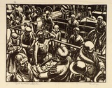 Artist: b'Hawkins, Weaver.' | Title: b'Two minutes silence' | Date: c.1928 | Technique: b'wood-engraving, printed in black ink, from one block' | Copyright: b'The Estate of H.F Weaver Hawkins'