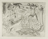 Artist: b'BOYD, Arthur' | Title: b'Beasts with wheelchair, ram, mouths and bouquet.' | Date: (1968-69) | Technique: b'etching, printed in black ink, from one plate' | Copyright: b'Reproduced with permission of Bundanon Trust'