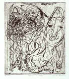 Artist: Henigan, Patrick. | Title: Francis and the leper | Date: 1991, June | Technique: drypoint, printed in black ink, from one plate