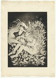 Artist: b'BOYD, Arthur' | Title: b'(Lady and unicorn wrapped in foliage).' | Date: 1973-74 | Technique: b'aquatint, printed in black ink, from one plate' | Copyright: b'Reproduced with permission of Bundanon Trust'