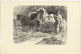 Artist: b'Dyson, Will.' | Title: b'The waggon-loading post, Vaux.' | Date: 1918 | Technique: b'lithograph, printed in black ink, from one stone'