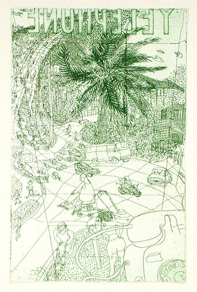 Artist: b'Rooney, Elizabeth.' | Title: b'(Telephone)' | Date: (1978) | Technique: b'etching and aquatint, printed in green ink with plate-tone, from one plate'