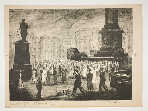 Artist: b'Courier, Jack.' | Title: b'Trafalgar Square.' | Technique: b'lithograph, printed in black ink, from one stone [or plate]'