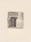 Title: not titled [still life with bottle] | Date: 1983 | Technique: drypoint, printed in black ink, from one perspex plate; additional hand-watercolour