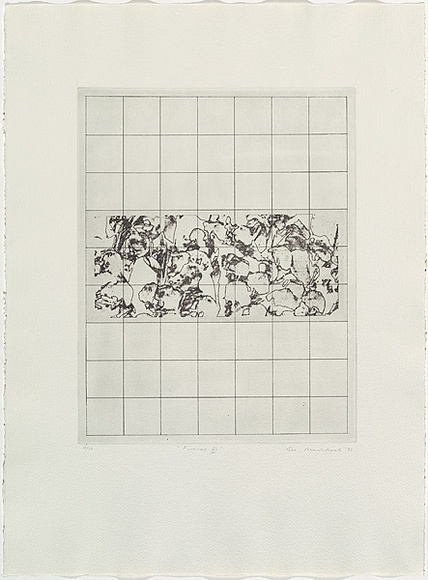 Artist: b'MADDOCK, Bea' | Title: b'Funeral III' | Date: 1971, September | Technique: b'photo-etching and aquatint, printed in black ink, from two plates'