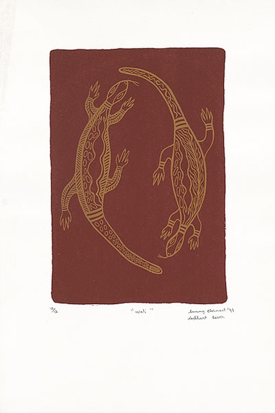 Artist: b'Clarmont, Sammy.' | Title: b'Wali' | Date: 1997, August | Technique: b'screenprint, printed in colour, from two stencils'