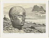 Artist: b'Wadelton, David.' | Title: b'History (head)' | Date: 1998, May | Technique: b'lithograph, printed in black ink, from one stone with cream tint'