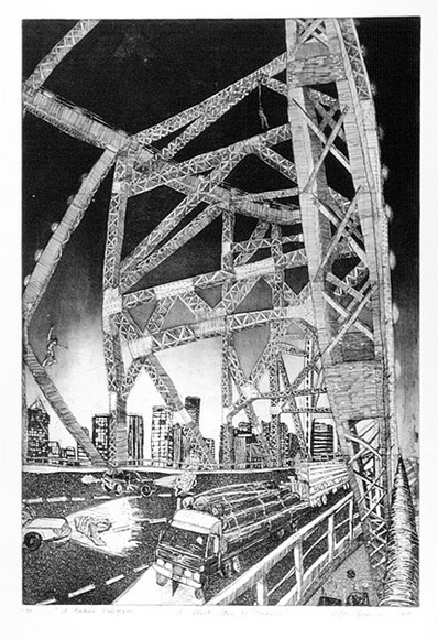 Artist: b'McBurnie, Ron.' | Title: b'A short story of progress' | Date: 1989 | Technique: b'etching, drypoint and aquatint, printed in black ink, from one zinc plate' | Copyright: b'\xc2\xa9 Ron McBurnie'