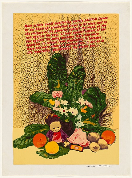 Artist: b'Robertson, Toni.' | Title: b'Still life with overtones' | Date: 1977 | Technique: b'screenprint, printed in colour, from multiple stencils' | Copyright: b'\xc2\xa9 Toni Robertson'