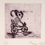 Artist: SHEARER, Mitzi | Title: not titled | Date: 1982-90 | Technique: etching, printed in claret with plate-tone, from one  plate