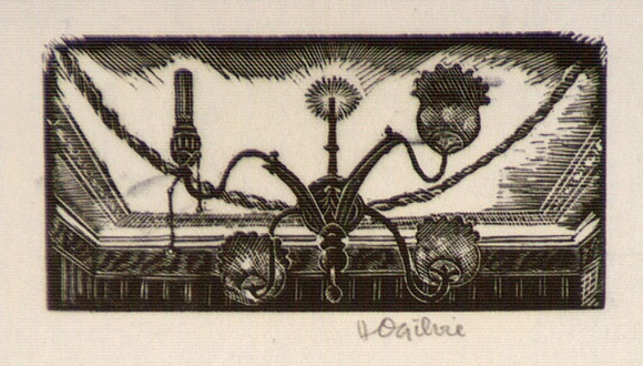 Artist: b'OGILVIE, Helen' | Title: b'not titled [Chandelier]' | Date: (1947) | Technique: b'wood-engraving, printed in black ink, from one block'