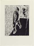 Artist: b'MADDOCK, Bea' | Title: b'Walking' | Date: July 1965 | Technique: b'woodcut, printed in black ink by hand-burnishing, from one plywood block'