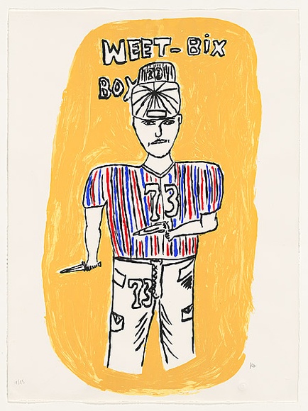 Title: b'Weetbix boy' | Date: 2009 | Technique: b'screenprint, printed in colour, from four stencils'