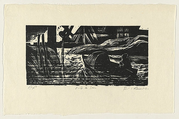 Artist: b'AMOR, Rick' | Title: b'Out to sea.' | Date: 1990 | Technique: b'woodcut, printed in black ink, from one block'