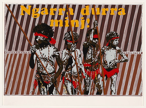 Artist: b'MACKINOLTY, Chips' | Title: b'We are still strong' | Date: 1987 | Technique: b'screenprint, printed in colour, from multiple stencils'