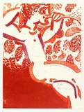 Artist: Stringer, John. | Title: Greeting card | Date: c.1966 | Technique: linocut, printed in black ink, from one block