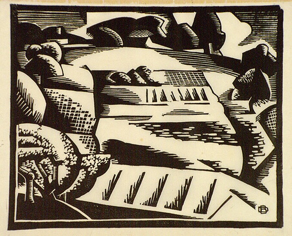 Artist: b'Black, Dorrit.' | Title: b'Hillside.' | Date: c.1933 | Technique: b'linocut, printed in black ink, from one block'