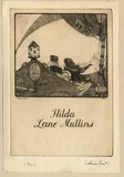 Artist: b'FEINT, Adrian' | Title: b'Bookplate: Hilda Lane Mullins.' | Date: 1922 | Technique: b'etching, printed in brown ink with plate-tone, from one plate' | Copyright: b'Courtesy the Estate of Adrian Feint'