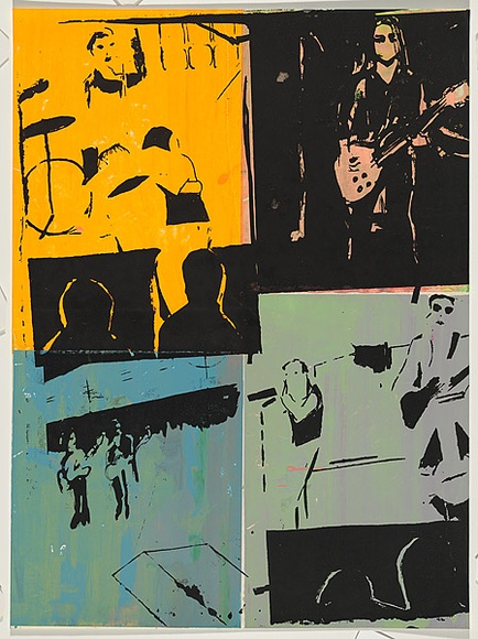 Artist: b'Johnson, Tim.' | Title: b'Four Bands' | Date: 1979 | Technique: b'screenprint, printed in colour, from multiple stencils' | Copyright: b'\xc2\xa9 Tim Johnson'