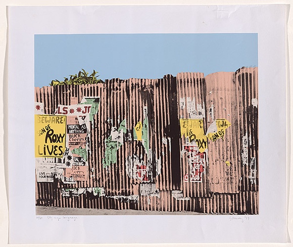 Artist: HARVEY, Geoffrey | Title: City sign language | Date: 1979 | Technique: screenprint, printed in colour, from one photo and four handcut stencils