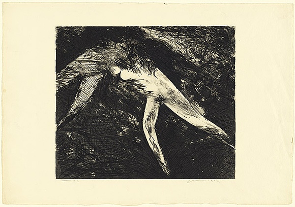 Artist: BOYD, Arthur | Title: Dark joined figures. | Date: (1962-63) | Technique: etching and aquatint, printed in black ink, from one plate | Copyright: Reproduced with permission of Bundanon Trust
