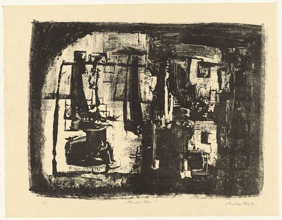 Artist: b'KING, Grahame' | Title: b'Composition' | Date: 1962 | Technique: b'lithograph, printed in black ink, from one stone [or plate]'