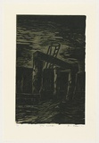 Artist: AMOR, Rick | Title: The ladder. | Date: 1992 | Technique: woodcut, printed in colour, from three blocks