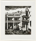 Artist: Thorpe, Lesbia. | Title: Vintage model | Date: 1990 | Technique: linocut, printed in black ink, from one block