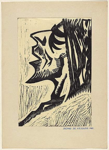 Title: b'Christ' | Date: 1950s-60s | Technique: b'linocut, printed in black ink, from one block'