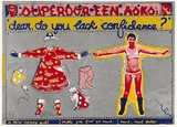 Artist: b'Church, Julia.' | Title: bSuperdoreen asks: 'dear, do you lack confidence?'. | Date: 1982 | Technique: b'screenprint, printed in colour, from multiple crayon and photo-stencils'