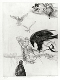 Artist: b'GRIFFITH, Pamela' | Title: b'Ode to flight' | Date: 1980 | Technique: b'etching, soft ground, hard ground, rocker, aquatint, second hard ground sandpaper lift, spray & spatter resist, soft ground drawing & burnishing printed in black ink, from one zinc plate' | Copyright: b'\xc2\xa9 Pamela Griffith'