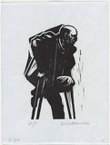 Artist: b'AMOR, Rick' | Title: b'[Alan Marshall].' | Date: 1984 | Technique: b'linocut, printed in black ink, from one block' | Copyright: b'\xc2\xa9 Rick Amor. Licensed by VISCOPY, Australia.'