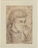 Artist: b'Armstrong, Ian.' | Title: b'Kathleen.' | Date: c.1955 | Technique: b'etching, printed in brown ink with plate-tone, from one  plate'