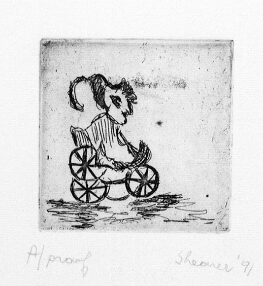 Artist: b'SHEARER, Mitzi' | Title: b'not titled' | Date: 1991 | Technique: b'etching, printed in black ink with plate-tone, from one plate'