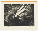 Artist: b'BOYD, Arthur' | Title: b'Diving nude and frog over a dark pond.' | Date: 1962-63 | Technique: b'etching and aquatint, printed in black ink, from one plate' | Copyright: b'Reproduced with permission of Bundanon Trust'