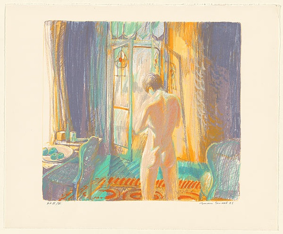 Artist: b'Seidel, Brian' | Title: b'Interior afternoon [1].' | Date: 1988 | Technique: b'screenprint, printed in colour, from multiple stencils'