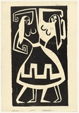 Artist: b'HANRAHAN, Barbara' | Title: b'Two dancers' | Date: 1960 | Technique: b'woodcut, printed in black ink, from one block'