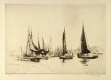 Artist: b'LONG, Sydney' | Title: b'Fishing boats, Kings Lynn' | Date: (1919) | Technique: b'etching' | Copyright: b'Reproduced with the kind permission of the Ophthalmic Research Institute of Australia'