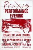 Artist: Praxis Poster Workshop. | Title: Performance evening | Date: 1985 | Technique: screenprint, printed in colour, from one stencil
