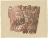 Artist: MACQUEEN, Mary | Title: Emus at Tower Hill | Date: 1968 | Technique: lithograph, printed in colour, from multiple plates | Copyright: Courtesy Paulette Calhoun, for the estate of Mary Macqueen