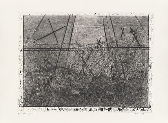 Artist: b'MEYER, Bill' | Title: b'Fitzroy Crossing' | Date: 1981 | Technique: b'photo-etching, aquatint, drypoint, printed in black ink, from one zinc plate (mitsui, pre-coated)' | Copyright: b'\xc2\xa9 Bill Meyer'