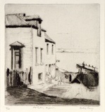 Artist: LONG, Sydney | Title: Windmill Street, Old Sydney [1]. | Date: 1926 | Technique: drypoint, printed in black ink, from one copper plate | Copyright: Reproduced with the kind permission of the Ophthalmic Research Institute of Australia
