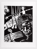 Artist: EGLITIS, Anna | Title: Keepers of the secrets. | Date: 1988 | Technique: linocut, printed in black ink, from one block