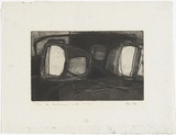 Artist: b'MADDOCK, Bea' | Title: b'Landscape with trees' | Date: 1961 | Technique: b'etching, deep etch, aquatint and burnishing, printed in black ink, from one copper plate'