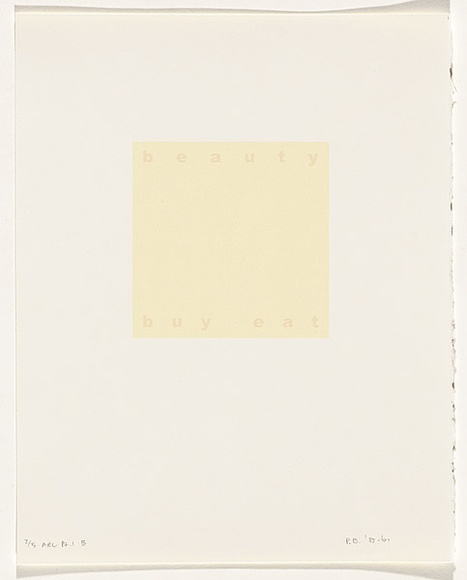 Artist: b'Burgess, Peter.' | Title: b'beauty: buy eat.' | Date: 2001 | Technique: b'computer generated inkjet prints, printed in colour, from digital files'