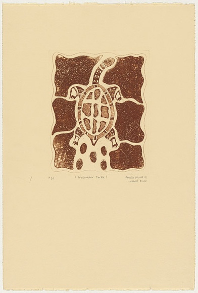 Artist: b'Namok, Rosella.' | Title: b'Freshwater turtle' | Date: 1997, August | Technique: b'etching and aquatint, printed in brown ink, from one plate'